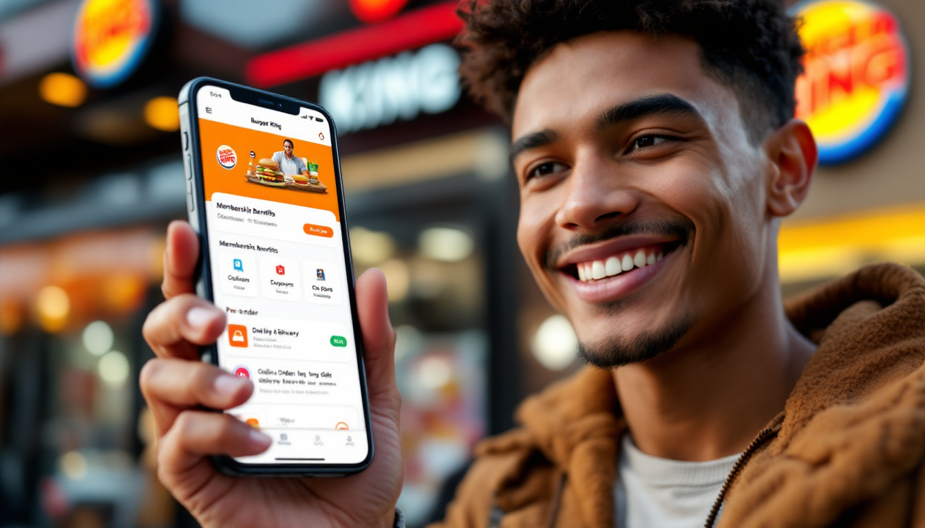 버거킹 앱을 이용해 멤버십 혜택과 할인 쿠폰을 확인하는 모습