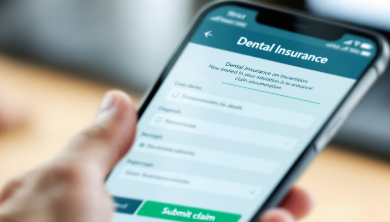 치과 보험금 청구를 모바일 앱으로 간편하게 하는 모습을 보여주는 스마트폰 화면 이미지