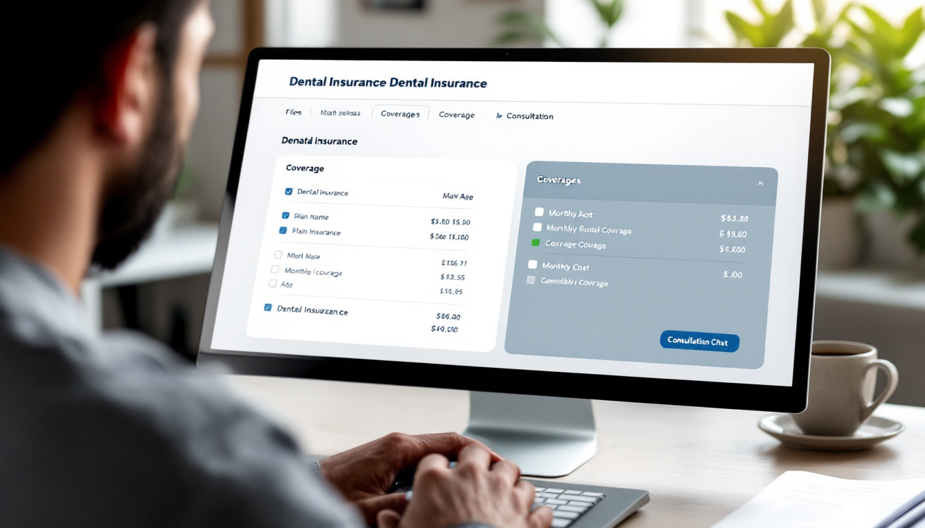 치과보험료 비교 사이트에서 개인 맞춤 보험 상품을 비교하는 화면을 보여주는 이미지