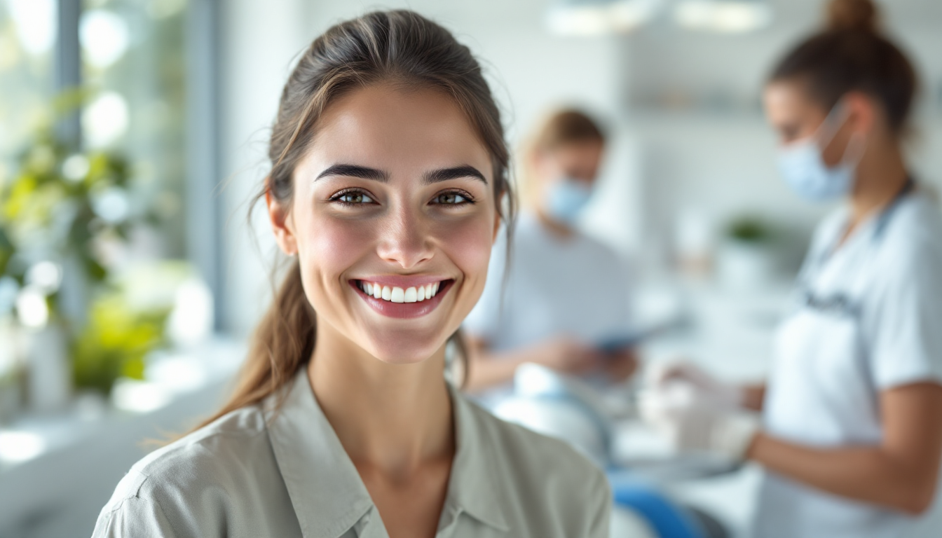 실속형 치과 보험으로 건강한 치아와 자신감 있는 미소를 가진 사람의 이미지